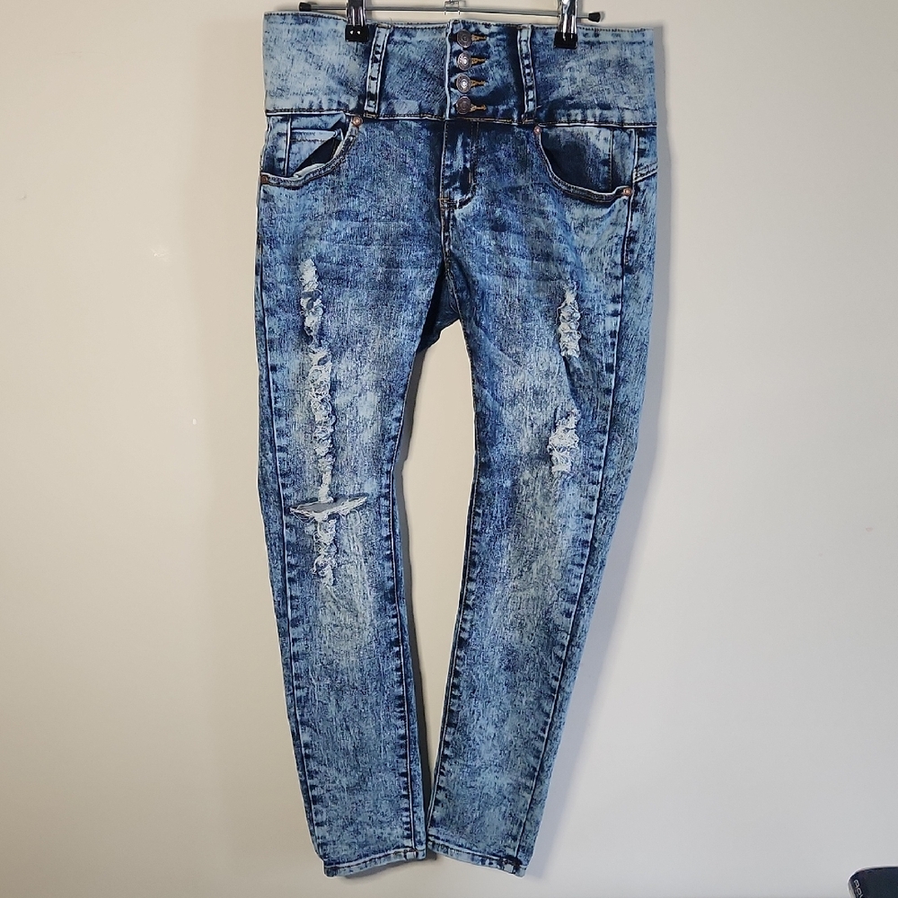 BAMBOO High Rise Light Blue Ripped Jeans